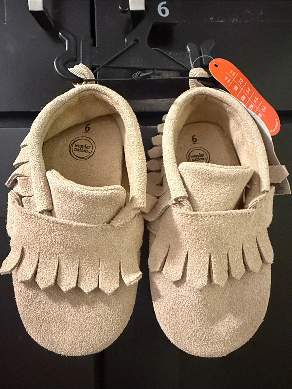 wonder nation Beige Fringe Moccasin Slip-Ons for Kids size baby 6